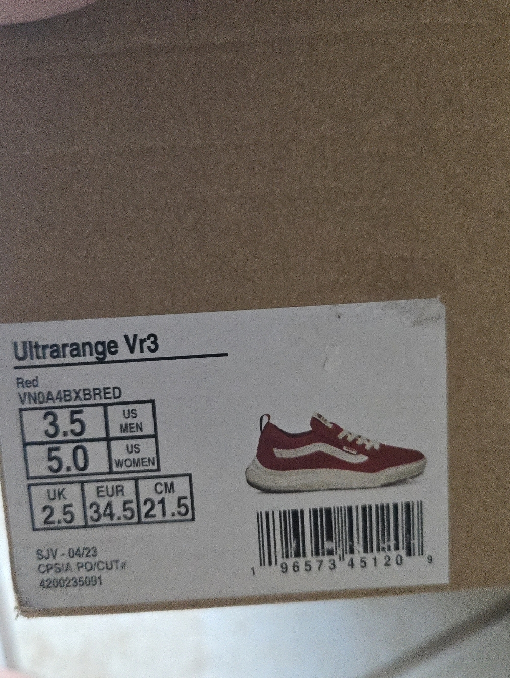 Vans Ultrarange Vr3 Knitted Women Size 5 Red And White Lightweight 042026 - Picture 8 of 8